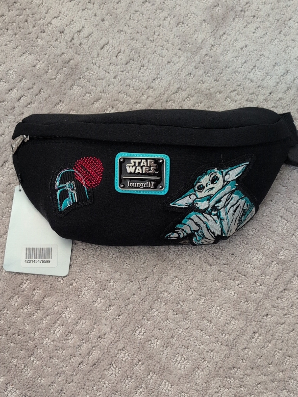 Loungefly Black Mandolorian Grogu Embroidered Zip Pouch